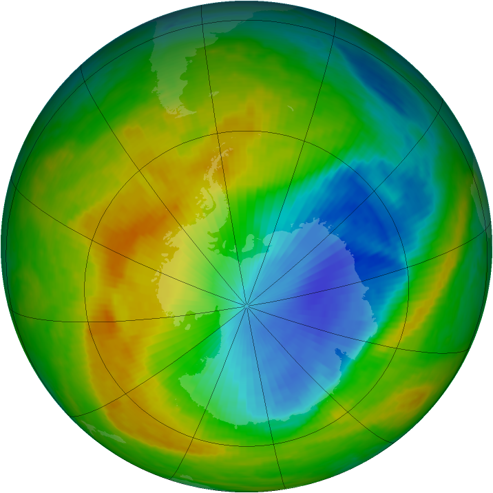 Antarctic ozone map for 15 November 1989